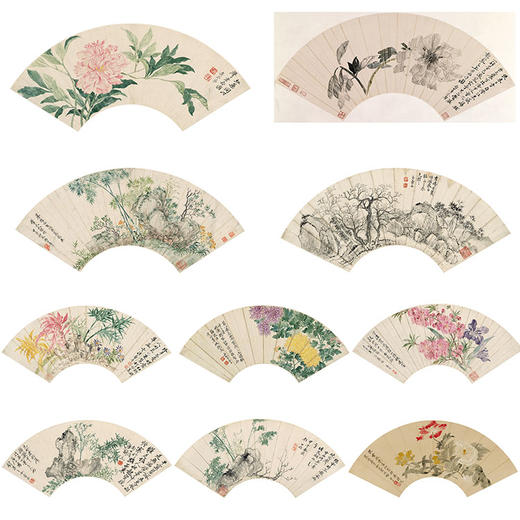 恽寿平没骨花鸟白描底稿-扇面小品一套10幅册页-SP00 商品图0