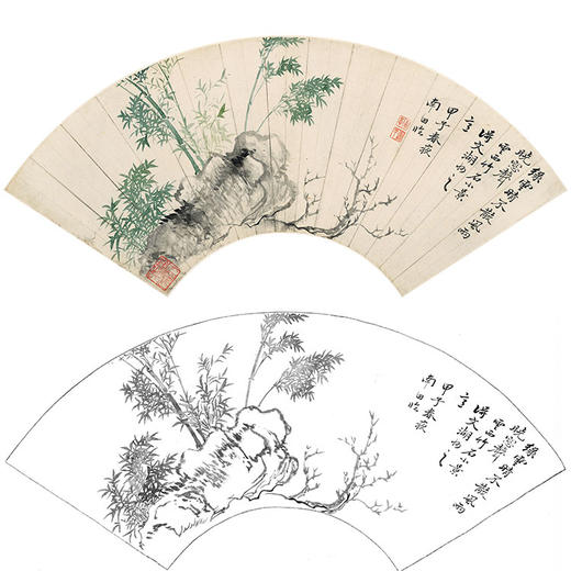 恽寿平没骨花鸟白描底稿-扇面小品-SP09 商品图0