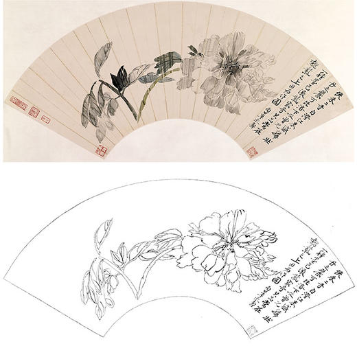 恽寿平没骨花鸟白描底稿-扇面小品-SP02 商品图0