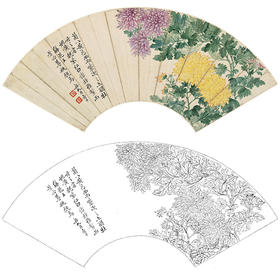 恽寿平没骨花鸟白描底稿-扇面小品-SP05