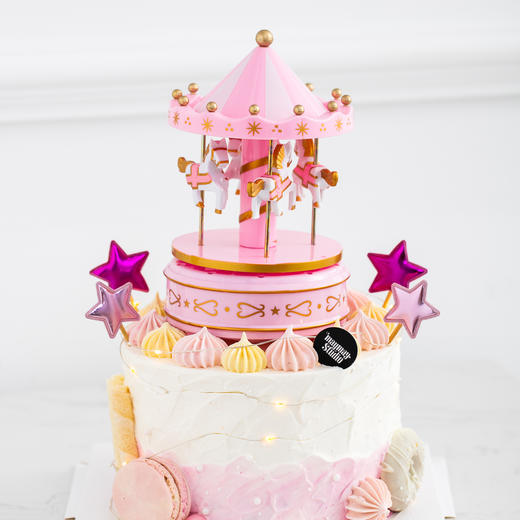 粉色渐变旋转小木马“原味戚风奶油水果蛋糕”0860 商品图3