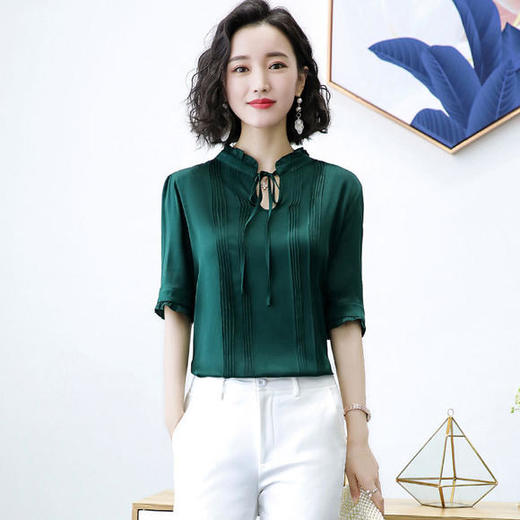 TC 50726重磅真丝短袖桑蚕丝上衣 商品图3
