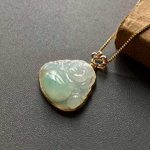 糯冰种阳绿翡翠弥勒佛 商品图1