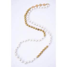 MONSHIRO 金珠造型装饰长款珍珠项链