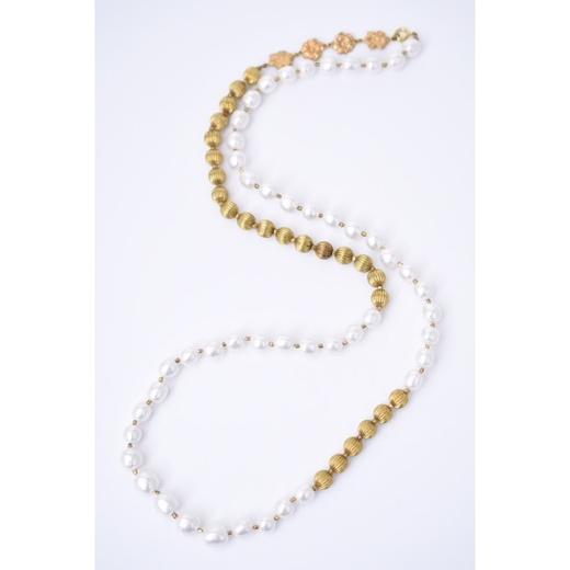MONSHIRO 金珠造型装饰长款珍珠项链 商品图0