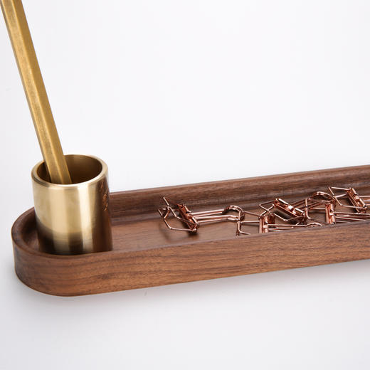 西泠印社 止观文具 创意胡桃木黄铜拼接桌面笔筒收纳整理工具 商品图0