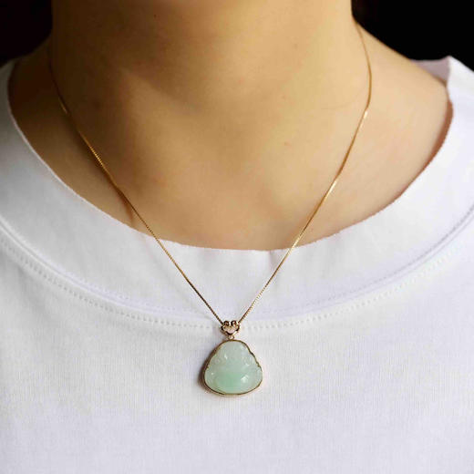 糯冰种阳绿翡翠弥勒佛 商品图7