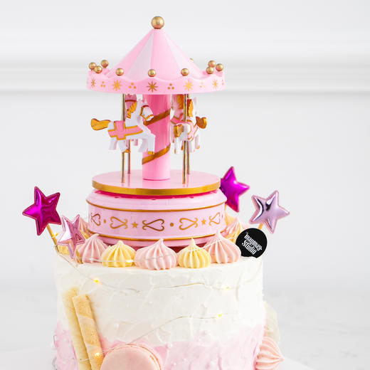 粉色渐变旋转小木马“原味戚风奶油水果蛋糕”0860 商品图6
