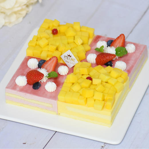 【草莓芒果慕斯双拼】新鲜水果慕斯生日蛋糕 商品图0