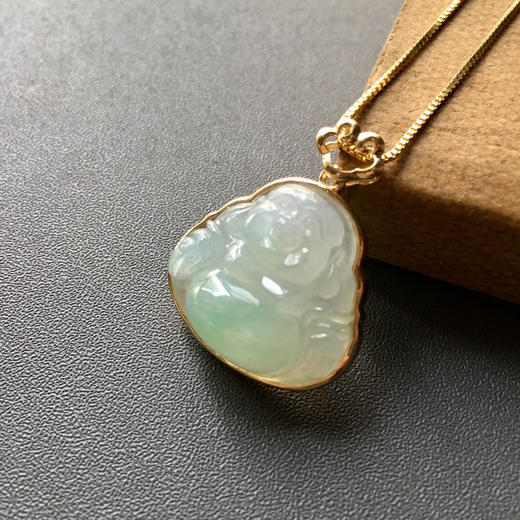 糯冰种阳绿翡翠弥勒佛 商品图0