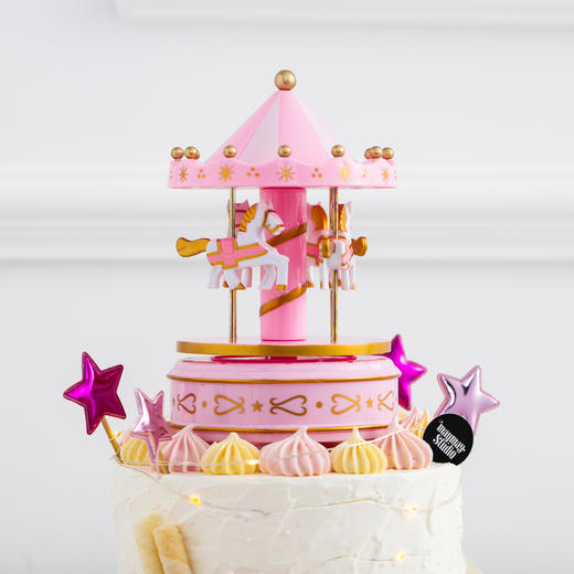 粉色渐变旋转小木马“原味戚风奶油水果蛋糕”0860 商品图5