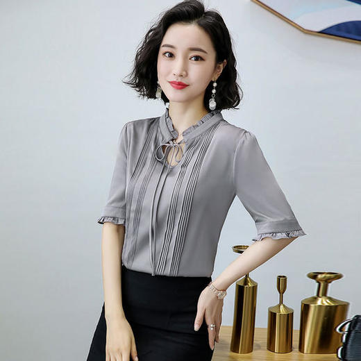 TC 50726重磅真丝短袖桑蚕丝上衣 商品图0