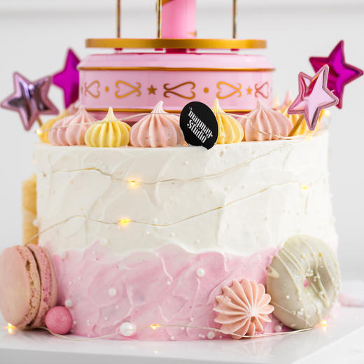 粉色渐变旋转小木马“原味戚风奶油水果蛋糕”0860 商品图8