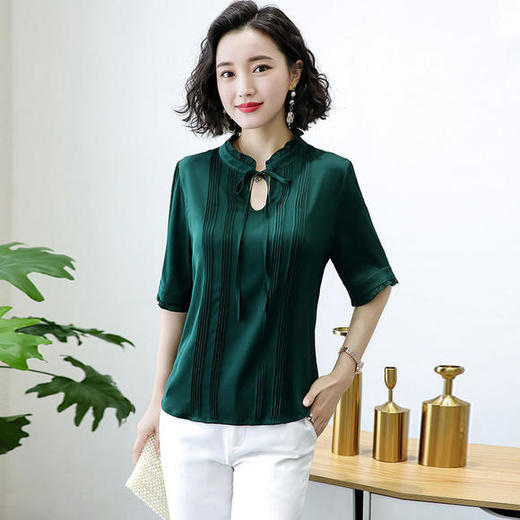 TC 50726重磅真丝短袖桑蚕丝上衣 商品图1