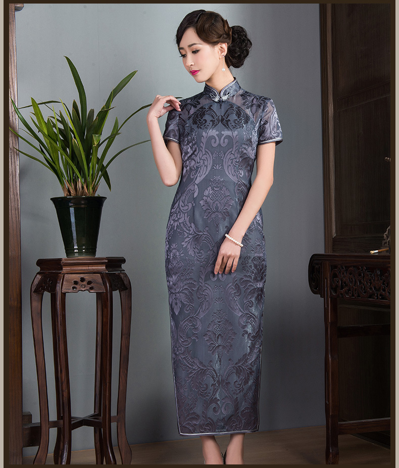 e1609玺玥蕾丝旗袍宴会礼服