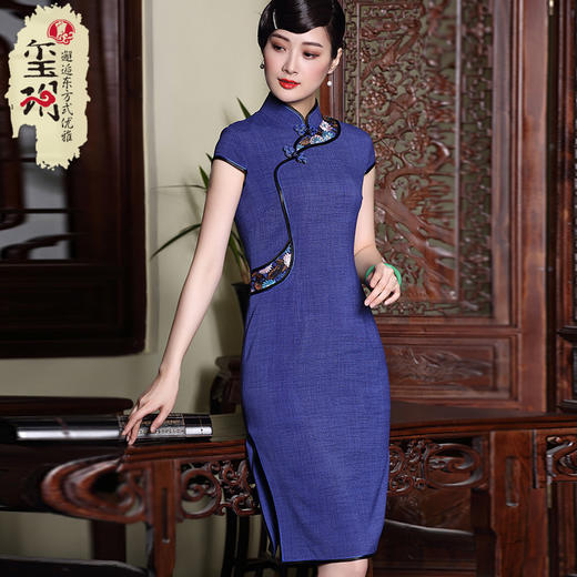 e1432 玺玥麻纱刺绣旗袍 - 玺玥服饰旗舰店