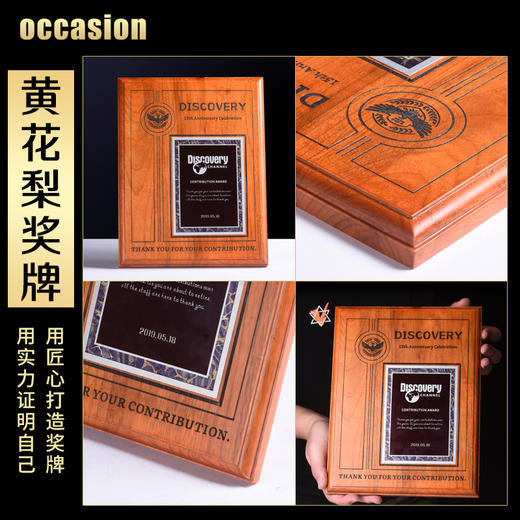 实木高档创意奖牌定制定做荣誉证书金属牌匾加盟代理授权牌制作 商品图1