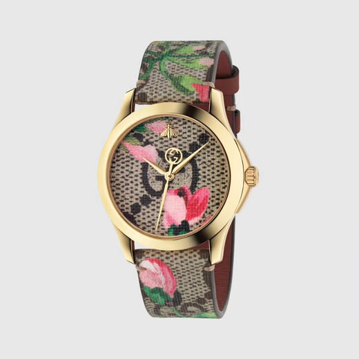 Gucci 古驰最新款出货了！
该腕表属于G-Timeless系列，配有标志性GG图案，并印有花卉主题。 商品图0