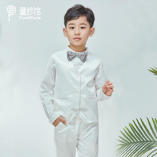 非质量问题不退换哦~pureshare蓬纱馆 白色儿童西装套装休闲男小花童礼服演出服夏新款-白色西装 商品图1