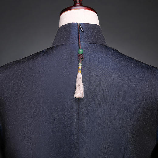 SAINTJOY/上久楷 宋锦女式旗袍 藏青 SWS5350（勿拍 仅订制） 商品图4