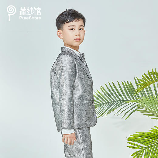 非质量问题不退换~pureshare蓬纱馆 男童银色小西装外套套装帅气英伦花童礼服新款夏-银色西装 商品图0