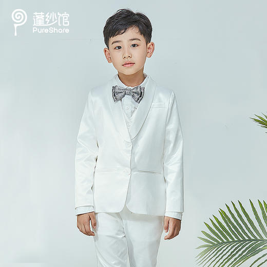 非质量问题不退换哦~pureshare蓬纱馆 白色儿童西装套装休闲男小花童礼服演出服夏新款-白色西装 商品图0