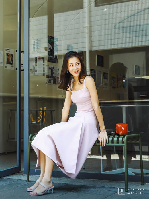 AtelierMissLu / Fay-荔枝粉不规则下摆吊带裙 商品图6