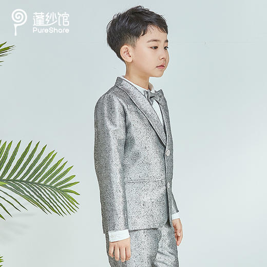 非质量问题不退换~pureshare蓬纱馆 男童银色小西装外套套装帅气英伦花童礼服新款夏-银色西装 商品图2