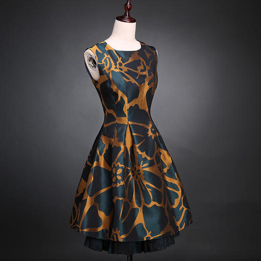 SAINTJOY/上久楷 宋锦连衣裙 金色 SWS5335(勿拍 仅订制） 商品图1