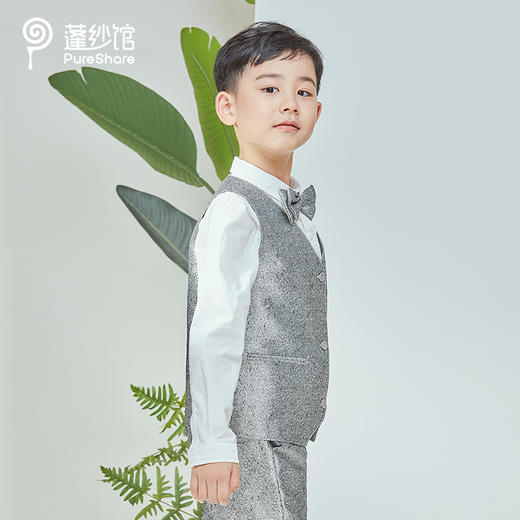 非质量问题不退换~pureshare蓬纱馆 男童银色小西装外套套装帅气英伦花童礼服新款夏-银色西装 商品图1