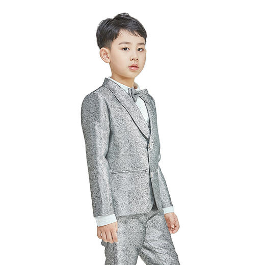 非质量问题不退换~pureshare蓬纱馆 男童银色小西装外套套装帅气英伦花童礼服新款夏-银色西装 商品图4