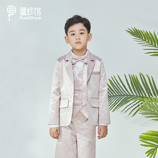 非质量问题不退换哦~pureshare蓬纱馆 男童时尚洋气粉色西装短裤套装夏花童礼服演出服-粉色西装 商品图4