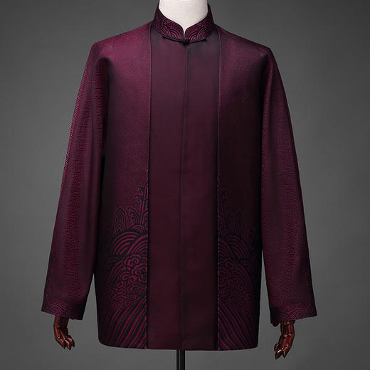 saintjoy/上久楷 宋锦新中装 江崖海水纹.故宫红 swm5341