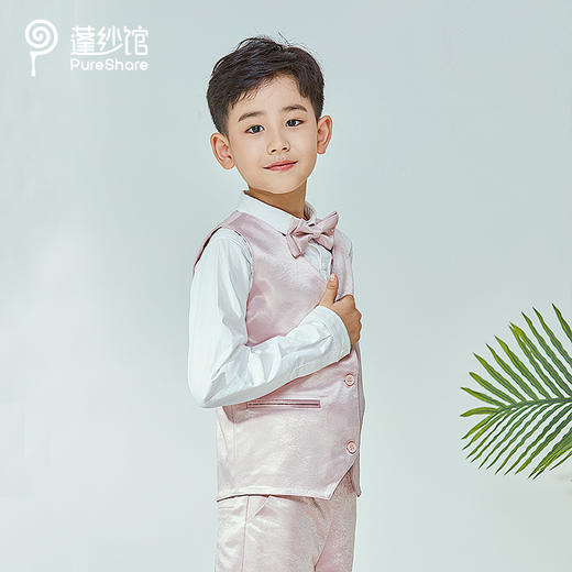 非质量问题不退换哦~pureshare蓬纱馆 男童时尚洋气粉色西装短裤套装夏花童礼服演出服-粉色西装 商品图1