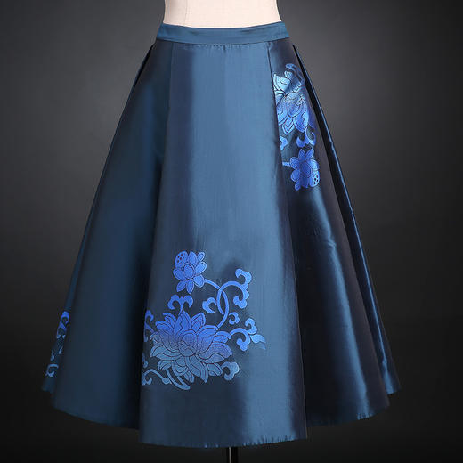 SAINTJOY/上久楷 宋锦时装裙 深蓝（勿拍 仅订制） SWW4055-1 商品图0