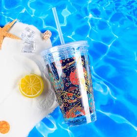 【宫里冷饮杯】 海错图 双层流沙冷饮杯