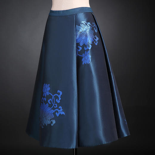SAINTJOY/上久楷 宋锦时装裙 深蓝（勿拍 仅订制） SWW4055-1 商品图1