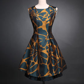 SAINTJOY/上久楷 宋锦连衣裙 金色 SWS5335(勿拍 仅订制）