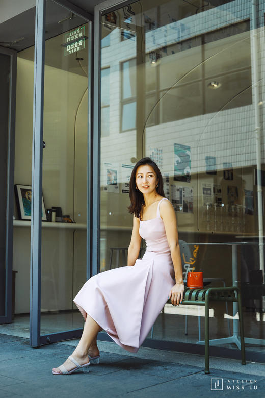 AtelierMissLu / Fay-荔枝粉不规则下摆吊带裙 商品图5