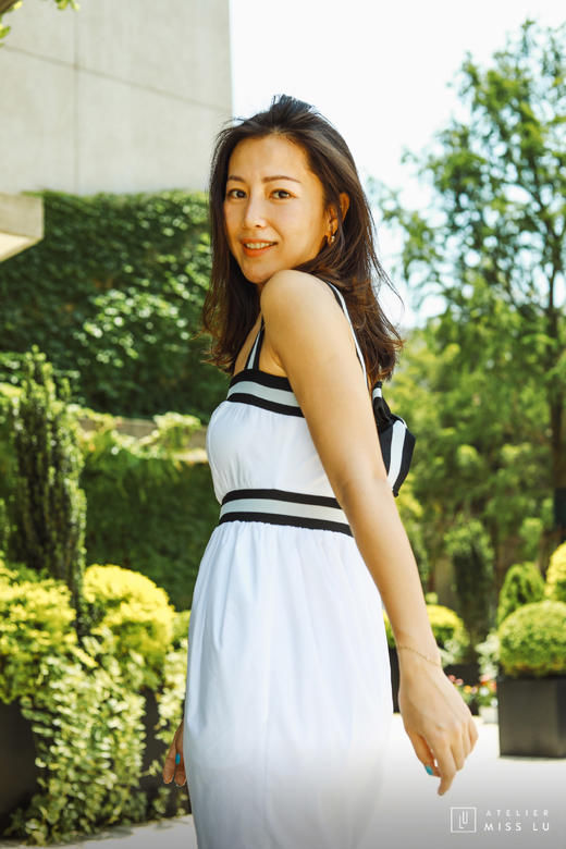 AtelierMissLu / Winnie-白色后背系带连身裙 商品图4