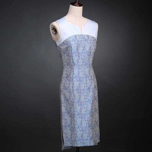 SAINTJOY/上久楷 宋锦无袖连衣裙 蓝色 SWW4006（勿拍 仅订制） 商品图2
