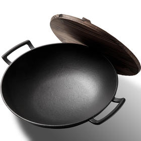 【品牌直发】铸味 | 33CM双耳炒锅 铸铁老式家用 少油烟生铁锅 燃气灶适用铁锅