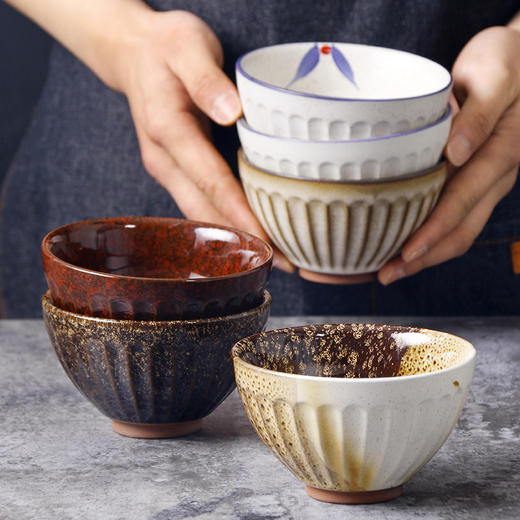 日式复古陶瓷碗红泥材质1200度高温烧制多色可选omk