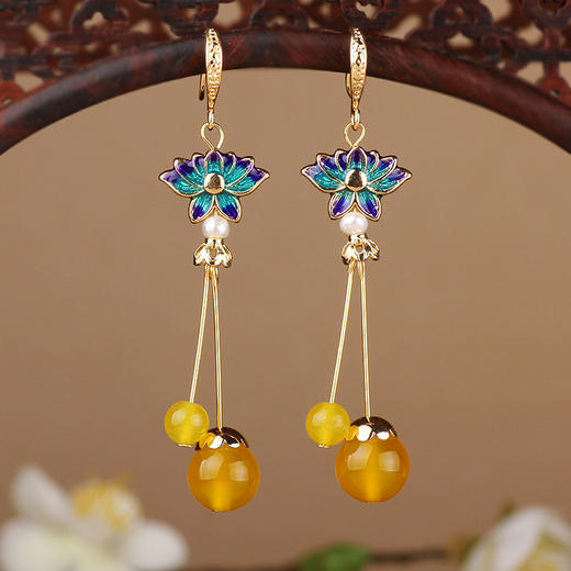 MSZR-2211原创手工气质景泰蓝简约时尚镀24k金耳环 TZW 商品图0