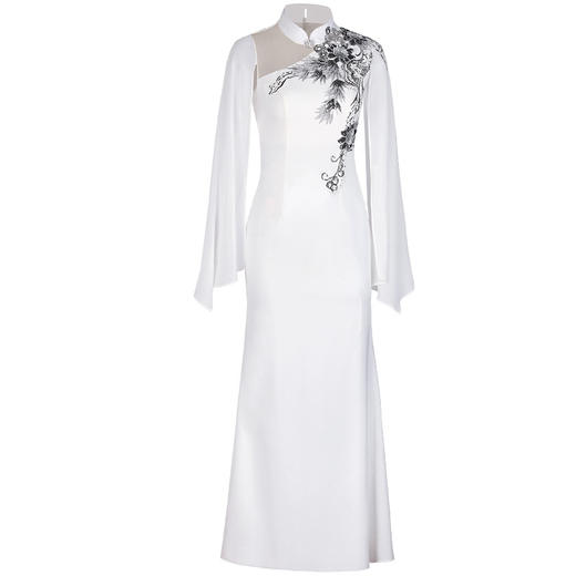 DLQ-A1992新品刺绣白色改良旗袍连衣裙 商品图3