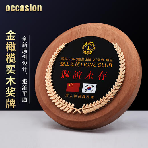 圆形实木奖牌定制定做加盟代理金属牌匾儿童荣誉证书授权牌制作 商品图0