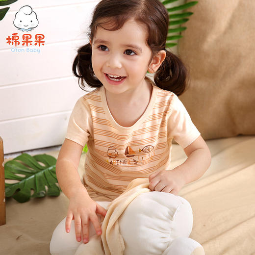 棉果果夏季新疆彩棉男童女童套头T恤M211140118207 商品图3