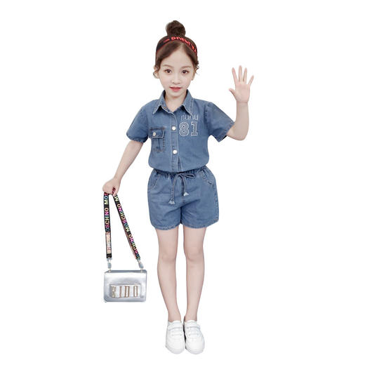 RMTT-XHM1107新款夏装时髦洋气韩版女童休闲牛仔两件套 TZW 商品图4