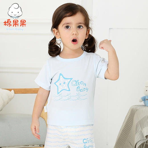 棉果果夏季男童女童内衣套头短袖T恤M201140218228 商品图7