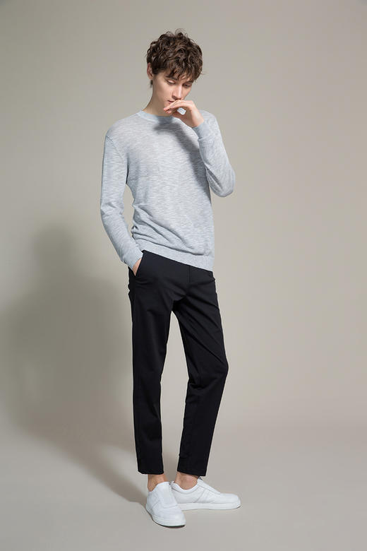 【7月】callisto黑色腰部针织松紧带休闲裤 SOCPW105BK 商品图1